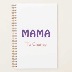 Agenda Mama feliz mães retro roxo adicionar nome texto vi