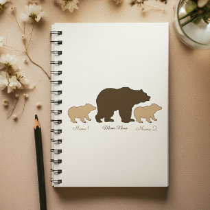 Agenda Mama Urso Personalizada Com 2 Nomes de Filhos Pres