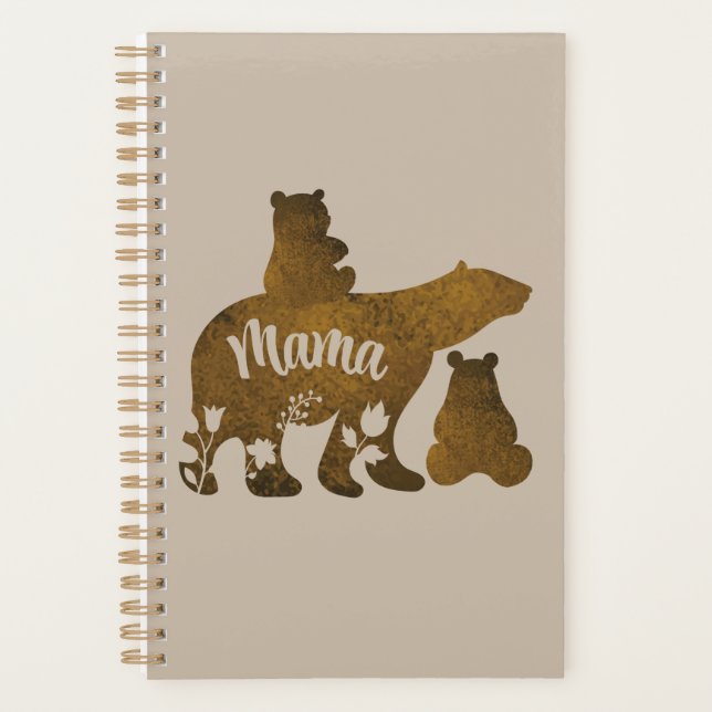 Agenda Mamãe Ursa com 2 Cubs Mãe de Dois (Frente)