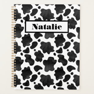 Agenda Manchas de Vaca Padrão Impressão em Preto e Branco