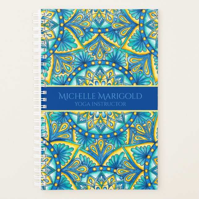 Agenda Mandala Blue Turquoise Patterna Yoga (Frente)