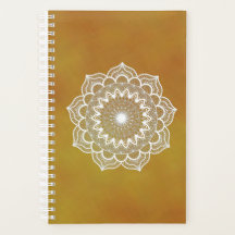 Mandala Branco em Fundo Dourado