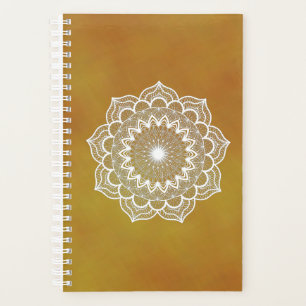 Agenda Mandala Branco em Fundo Dourado