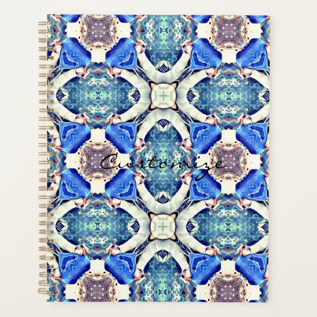 Agenda mandala corações design azul Thunder_Cove (Frente)