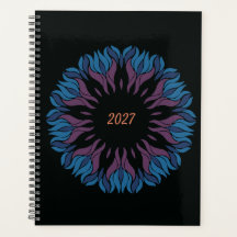Mandala de Flores em azuis e mauve