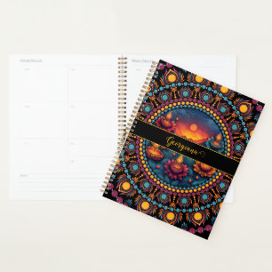 Agenda Mandala do Festival Colorido Personalizado de Diwa