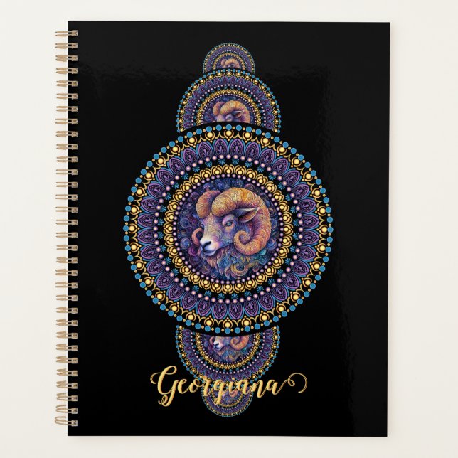 Agenda Mandala Ornamental de Leigos Brancos Personalizado (Frente)