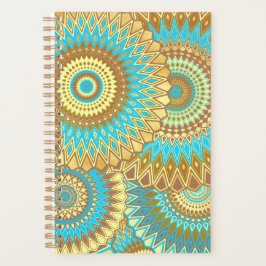 Agenda Mandala Sobreposto Azul Marrom Dourado