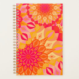 Agenda Mandala Sobreposto Laranja Rosa Amarelo