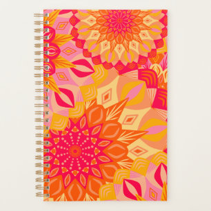 Agenda Mandala Sobreposto Laranja Rosa Amarelo