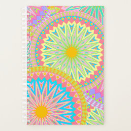 Agenda Mandala Sobreposto Rosa Azul Amarelo Verde-Menta R