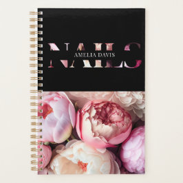 Agenda Manicurista Nail Artista Salon Floral Black Pink