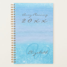 Agenda Mânre Azul Girly Aqua com Monograma