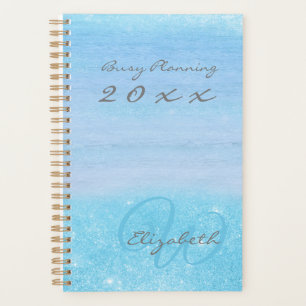 Agenda Mânre Azul Girly Aqua com Monograma
