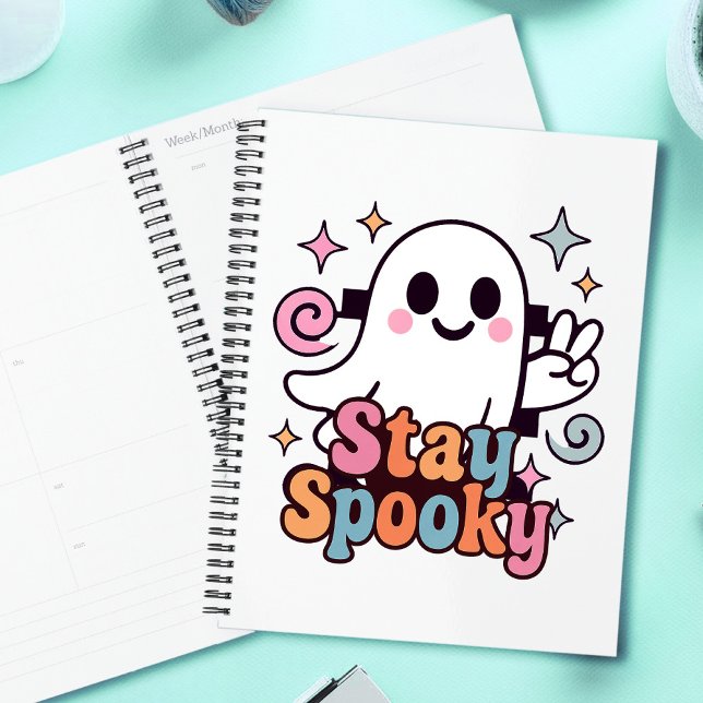 Agenda Mantenha-se assustado, Fantasma Fantasma Retro Pas (Celebrate Halloween season in style with this groovy ghost stay spooky design.)