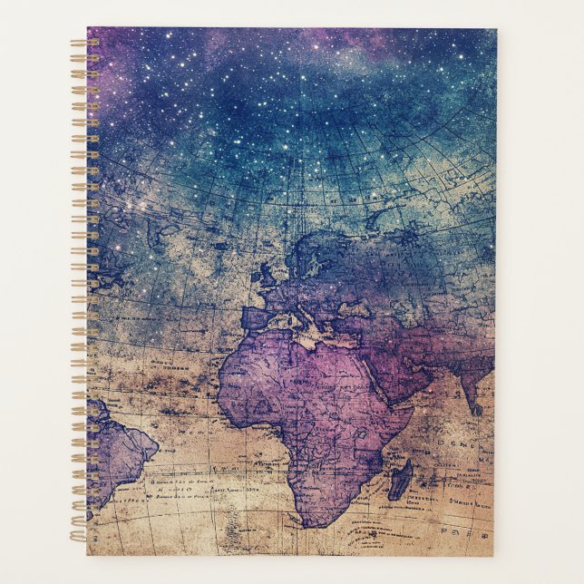 Agenda Mapa Celestial Vintage Roxo Gótico (Frente)