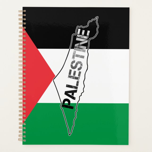 Agenda Mapa da Palestina Livre sobre a Bandeira da Palest (Frente)