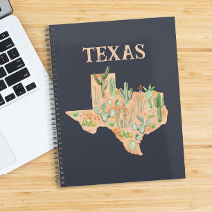 Agenda Mapa de Ilustração de Plantas de Cactos do Texas