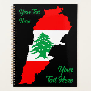 Agenda Mapa do Líbano com Bandeira