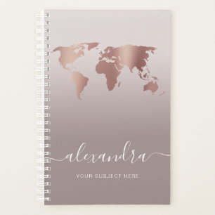 Agenda Mapa do mundo das cinzas de ouro rosa mínimas e e
