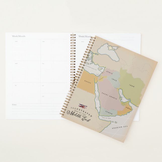 Agenda Mapa ilustrado do Oriente Médio. (Exibição)