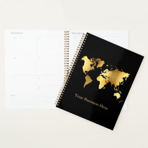 Agenda Mapa Mundial Dourado/Preto