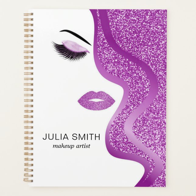 Agenda Maquiagem com efeito de brilho roxo (Frente)