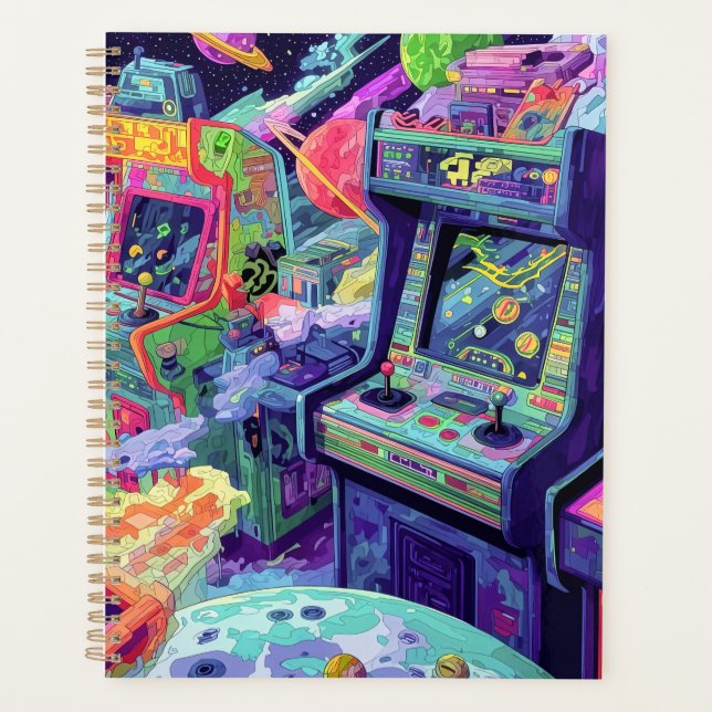 Agenda Máquinas de Arcade Retrô no Espaço (Frente)