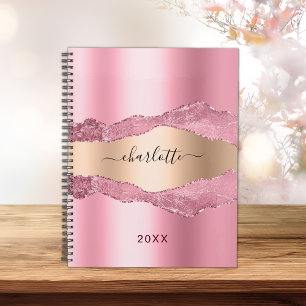 Agenda Marble 2023 do agate de ouro rosa-claro