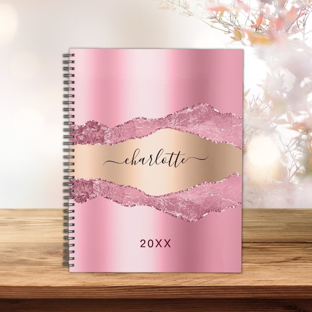 Agenda Marble 2023 do agate de ouro rosa-claro (Criador carregado)