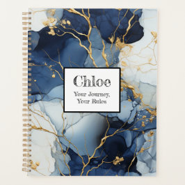 Agenda Marble Blue&Dourado Sua Viagem, Suas Regras