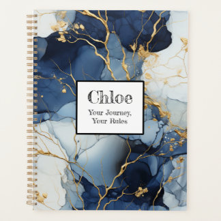Agenda Marble Blue&Dourado Sua Viagem, Suas Regras