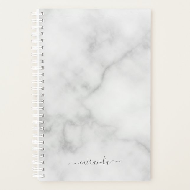 Agenda Marble Branco de Nome Personalizado de Script Mode (Frente)