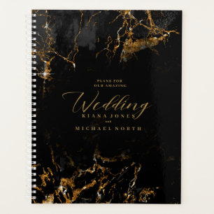 Agenda Marble Glitter Wedding Black ID644