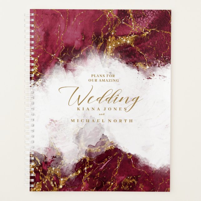 Agenda Marble Glitter Wedding Burgundy ID644 (Frente)