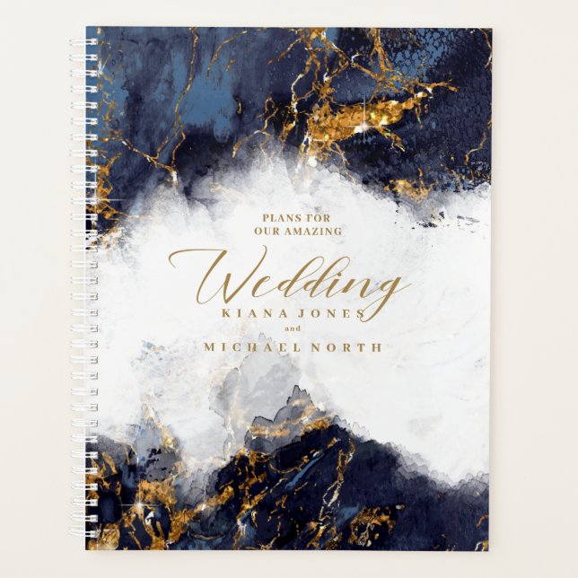 Agenda Marble Glitter Wedding Marinho Azul ID644 (Frente)