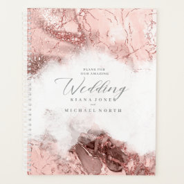 Agenda Marble Glitter Wedding Rosa Dourado ID644