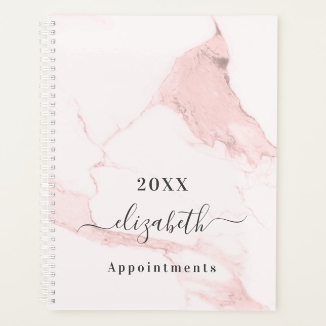 Agenda Marble name com cor-de-rosa esmagada elegante busi (Frente)