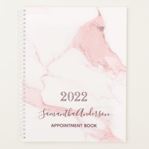Agenda Marble name com cor-de-rosa pincelado elegante bus