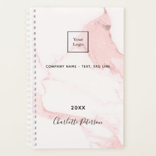 Agenda Marble name com cor-de-rosa pincelado elegante log