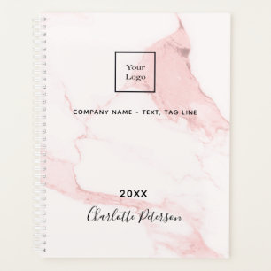Agenda Marble name com cor-de-rosa pincelado elegante log