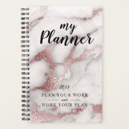 Agenda Marble Rosa Dourado Glam Planner
