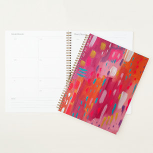 Agenda Marcas de pincel cor-de-rosa e laranja Abstrato