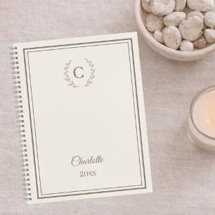 Agenda Marfim taupe Monograma Personalizado Luxo Silencio