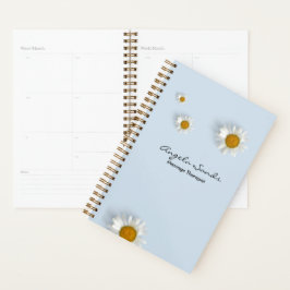Agenda Margaridas brancas elegantes azuis