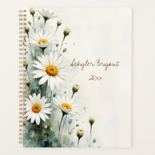 Agenda Margaridas Brancas Floral Espiral Encadernado Prim