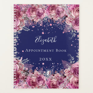 Agenda Marinho azul cor-de-rosa floral nome elegante 2026