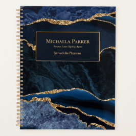 Agenda Marinho Azul Dourado Agate Professional Business