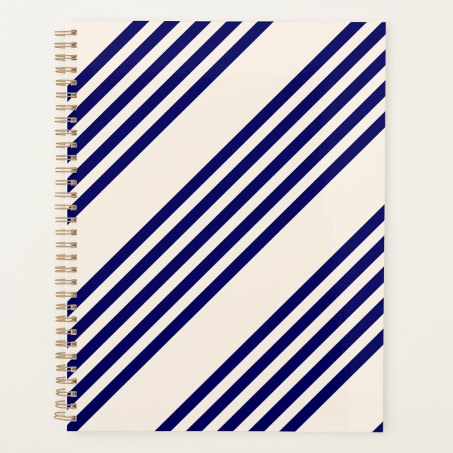 Agenda Marinho azul e bege cinco faixas (Frente)