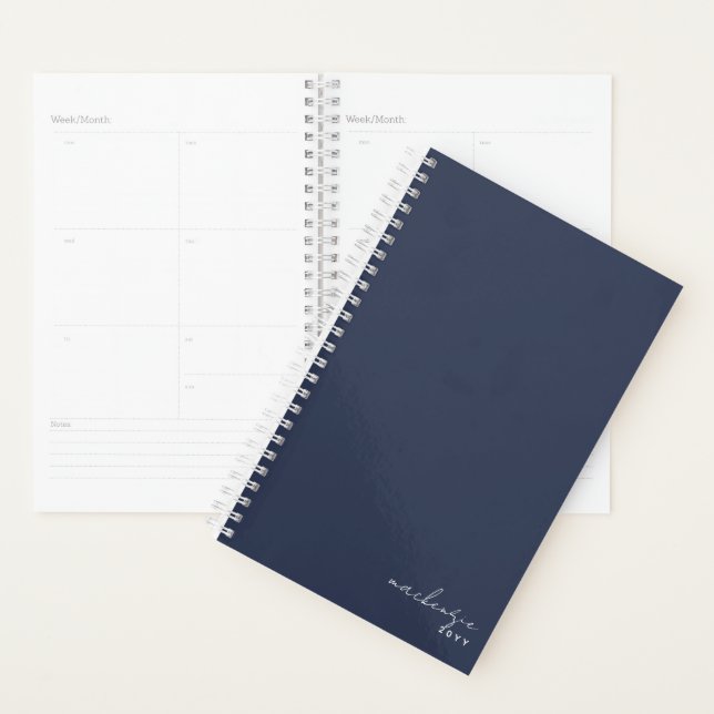 Agenda Marinho Azul Elegante Simples e Personalizado (Exibição)